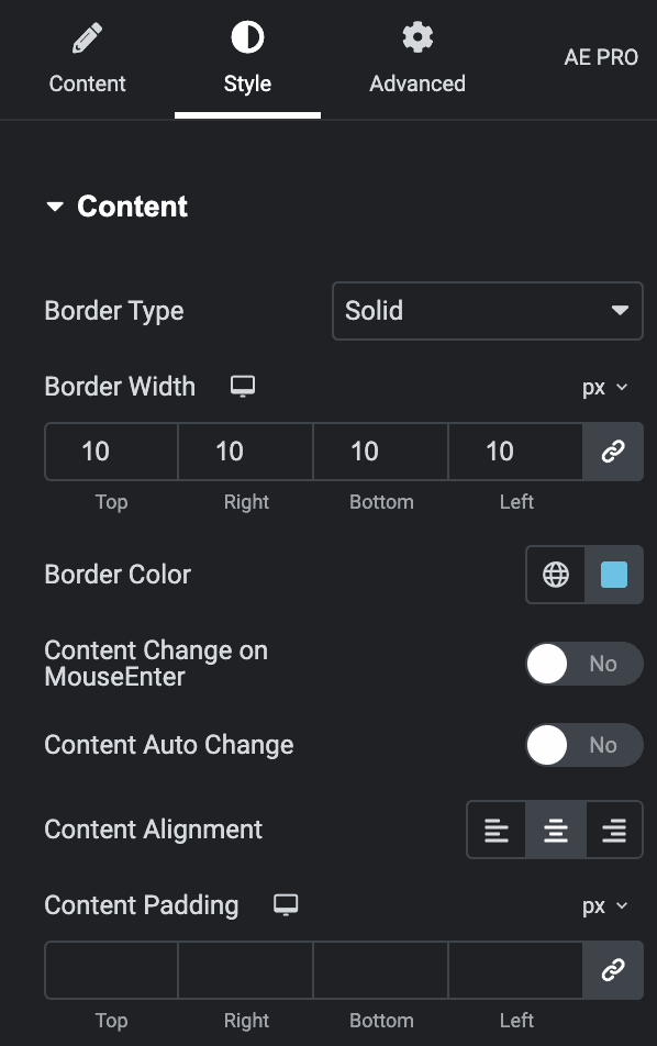 Info Circle: Content Style Settings