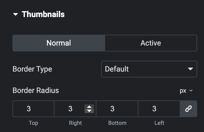 Thumbnail Slider: Thumbnails Style Settings