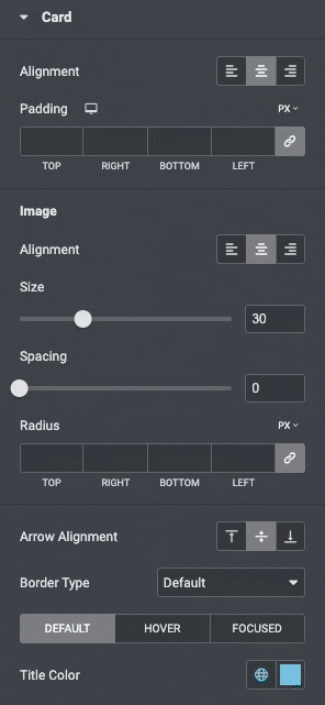 Timeline: Card Settings