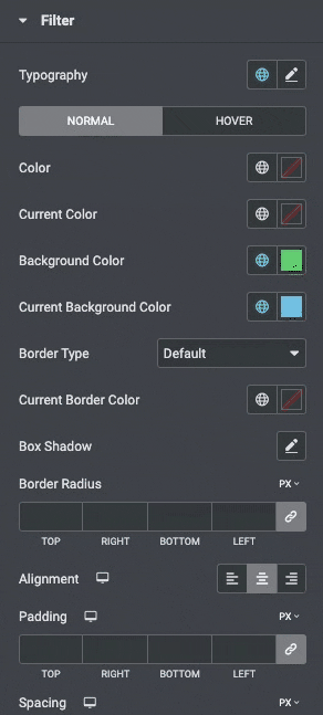 Filterable Gallery Filter Settings Style