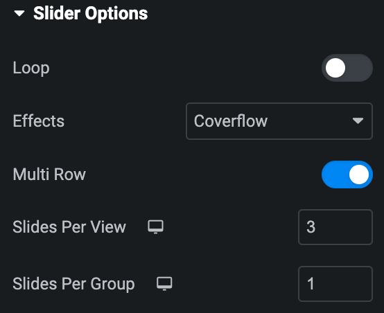 Team Member: Slider Options Settings