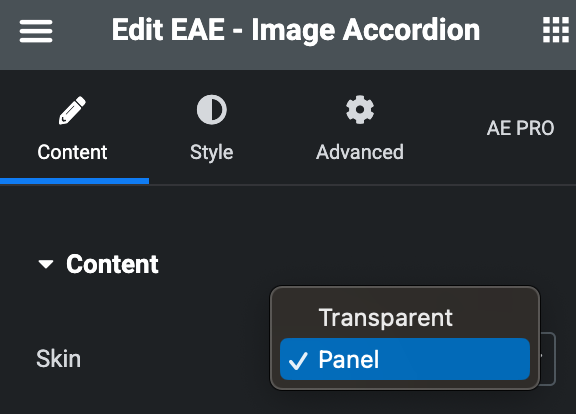 Image Accordion: Content Settings