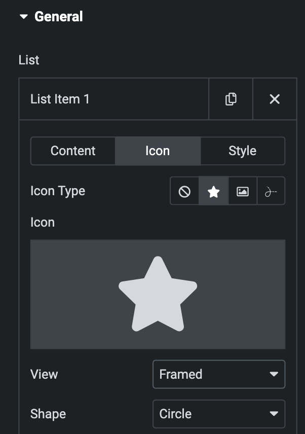 Advanced List: Icon Settings(individual item)