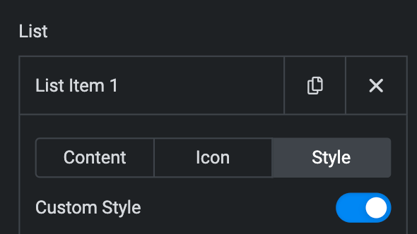 Advanced List: Custom Style Option(individual item)