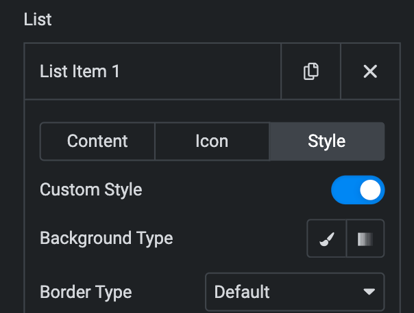 Advanced List: Custom Style Normal Settings(individual item)