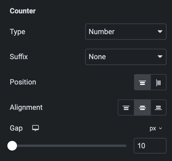 Advanced List: Counter Settings