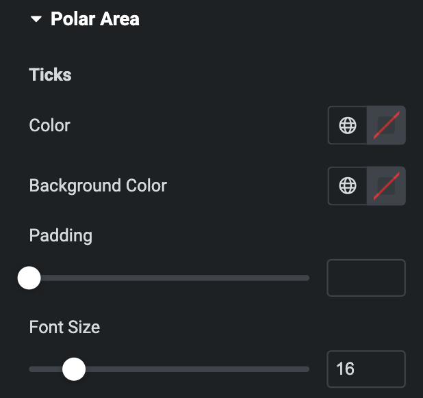 Radial Charts: Polar Area Ticks Style Settings