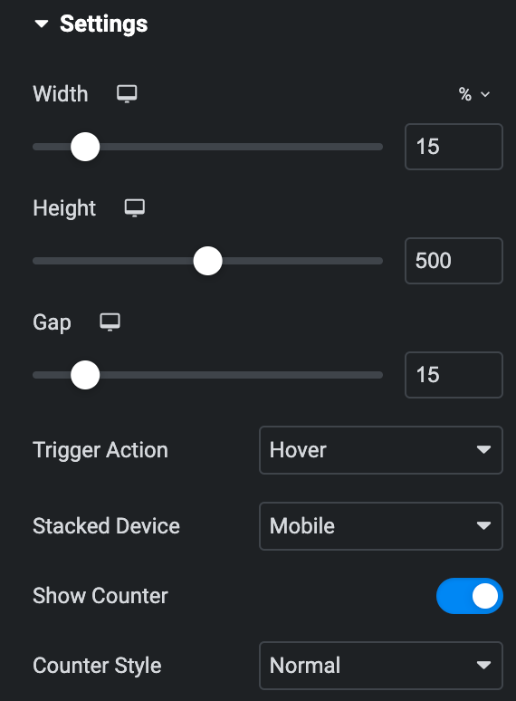 Image Accordion: Settings