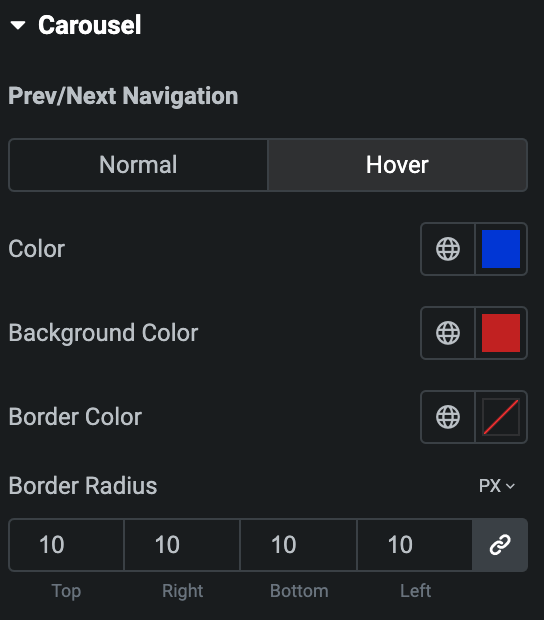 Team Member: Previous/Next Navigation Style Settings(Hover)