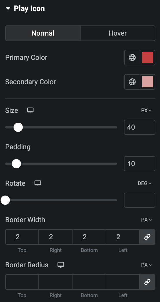 Video Box: Play Icon Button Style Settings(Normal)