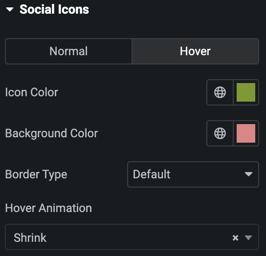 Team Member: Social Icons Style Settings(Hover)