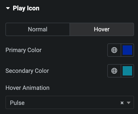 Video Box: Play Icon Button Style Settings(Hover)
