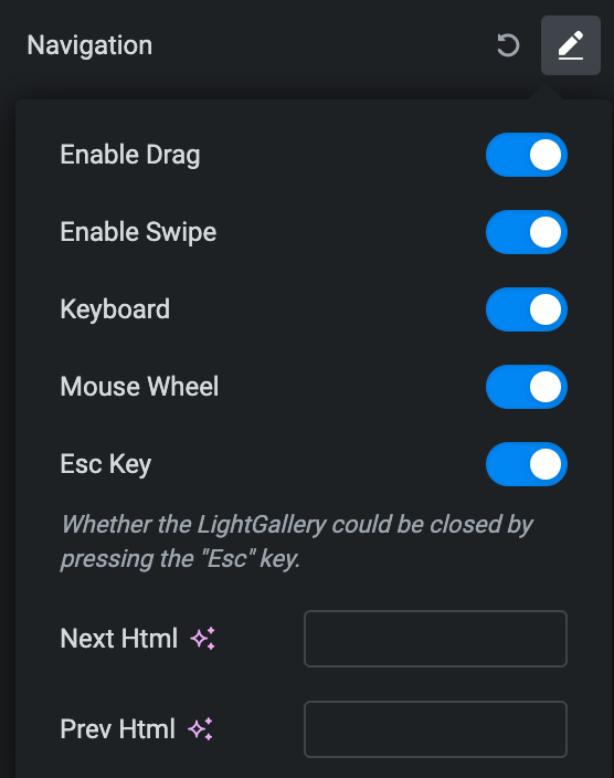 Instagram Feed: LightBox Navigation Settings