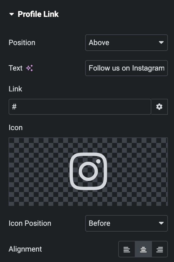 Instagram Feed: Profile Link Settings