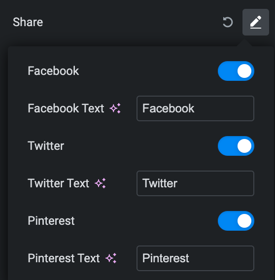 Instagram Feed: LightBox Sharing Settings