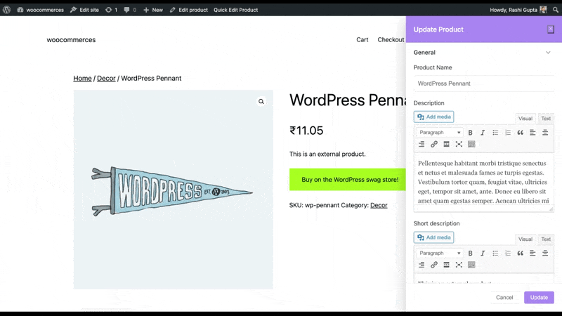 Frontend Product Editor: Product General Settings