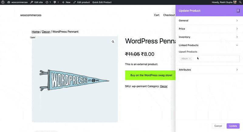 Frontend Product Editor: Linked Product Settings(Upsell)