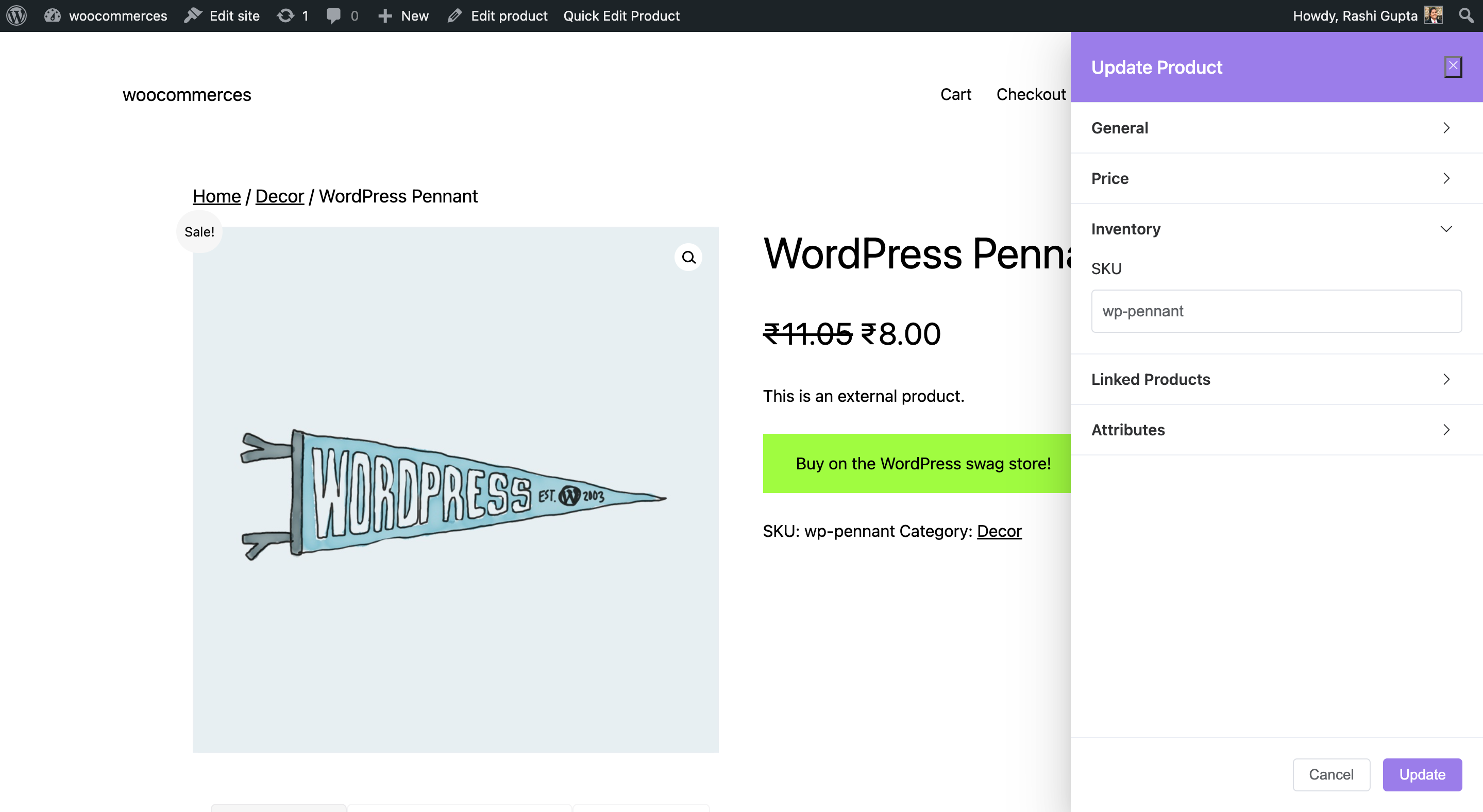 Frontend Product Editor: Product Inventory Settings