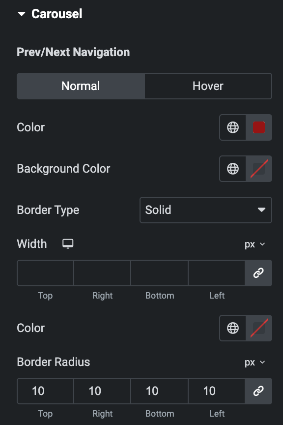 Instagram Feed: Carousel Prev/Next Navigation Style Settings(Normal)