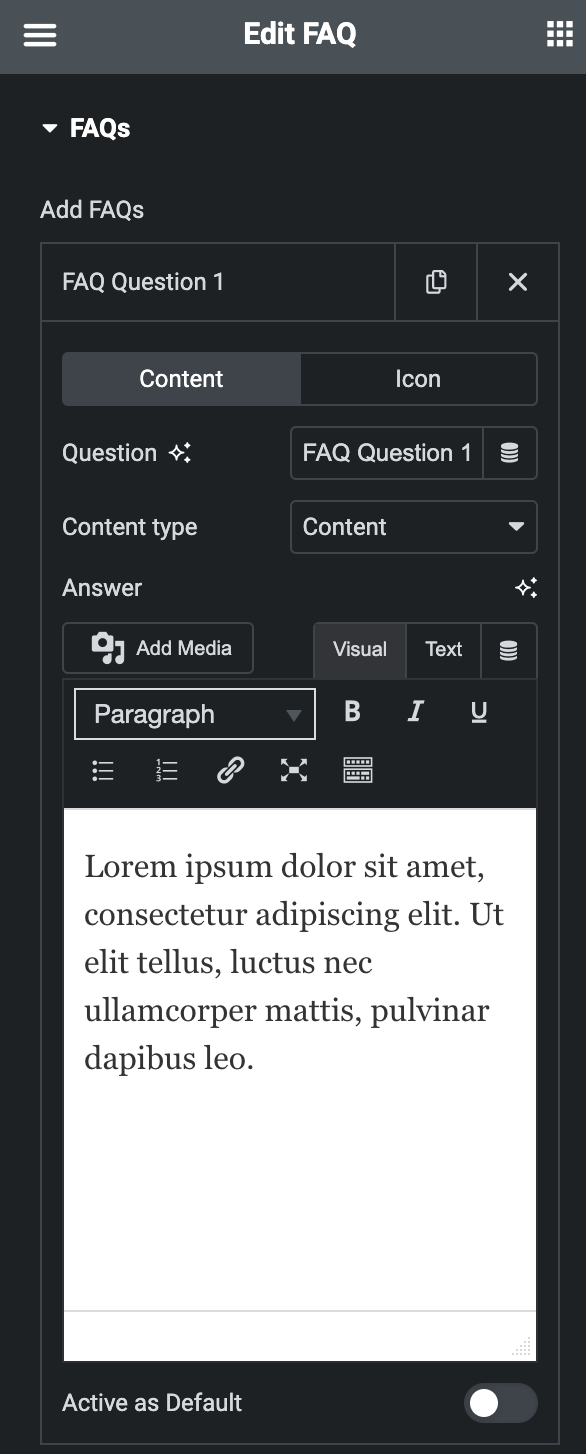 FAQ: Content Type Settings(Content)