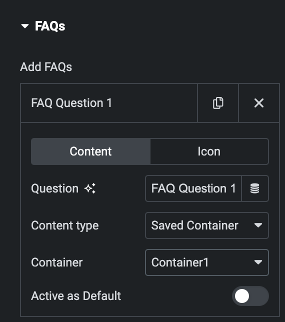 FAQ: Content Type Settings(Saved Container)