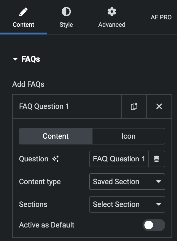 FAQ: Content Type Settings(Saved Section)