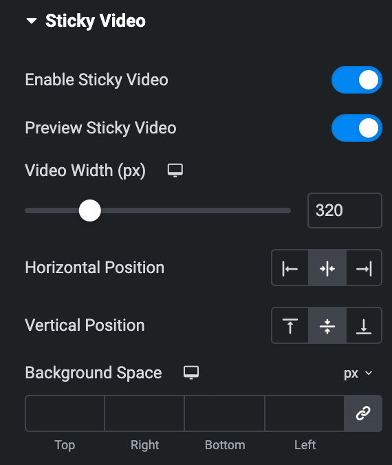 Video Box: Sticky Video Settings