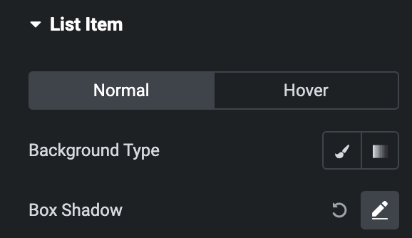 Advanced List: List Item Style Settings(Normal)