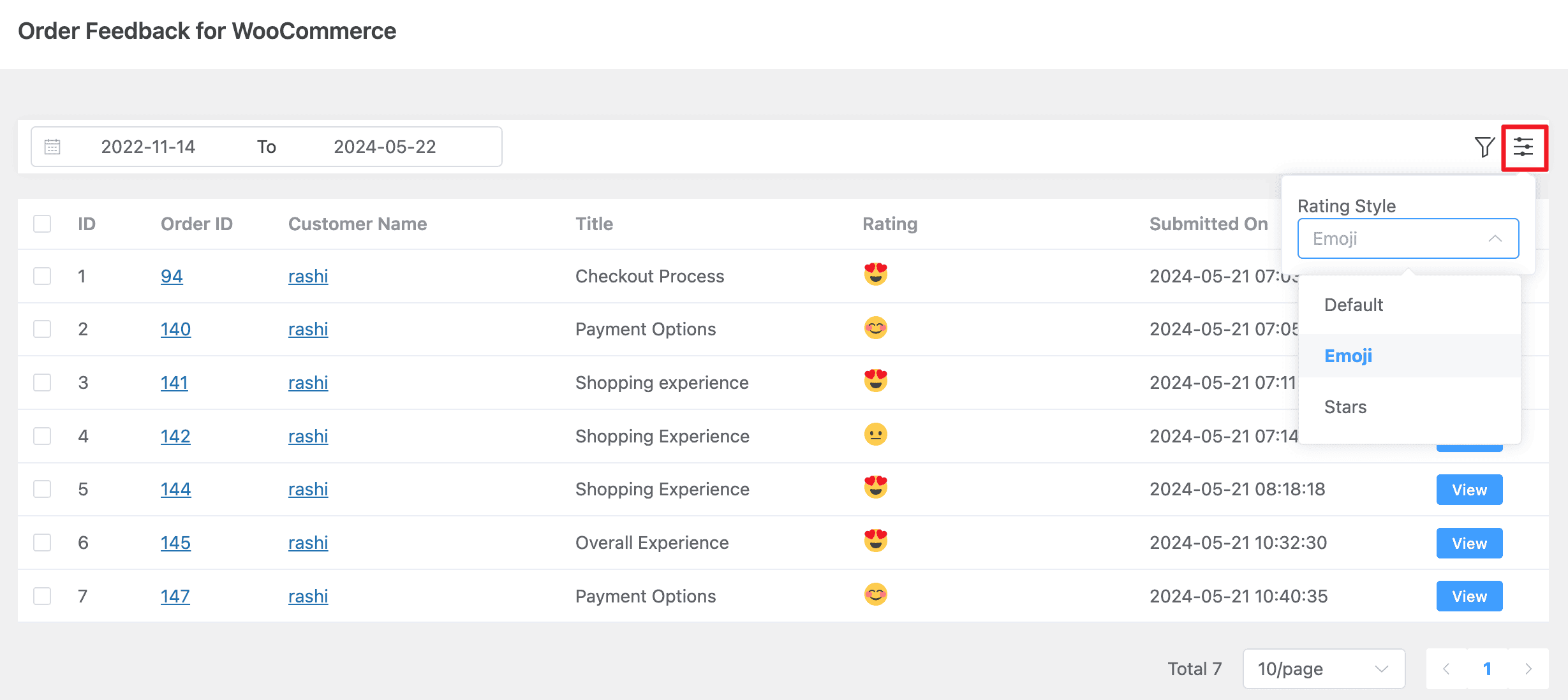 WooCommerce: Filter Feedback based on Rating Style