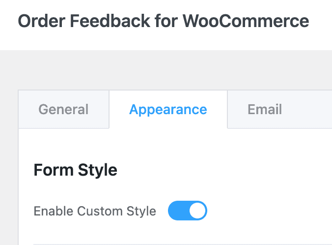 Order Feedback For WooCommerce: Enable Custom Style