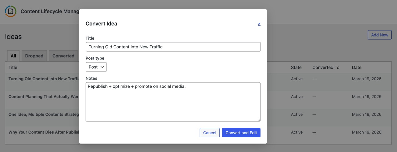 Convert Idea to Real Post